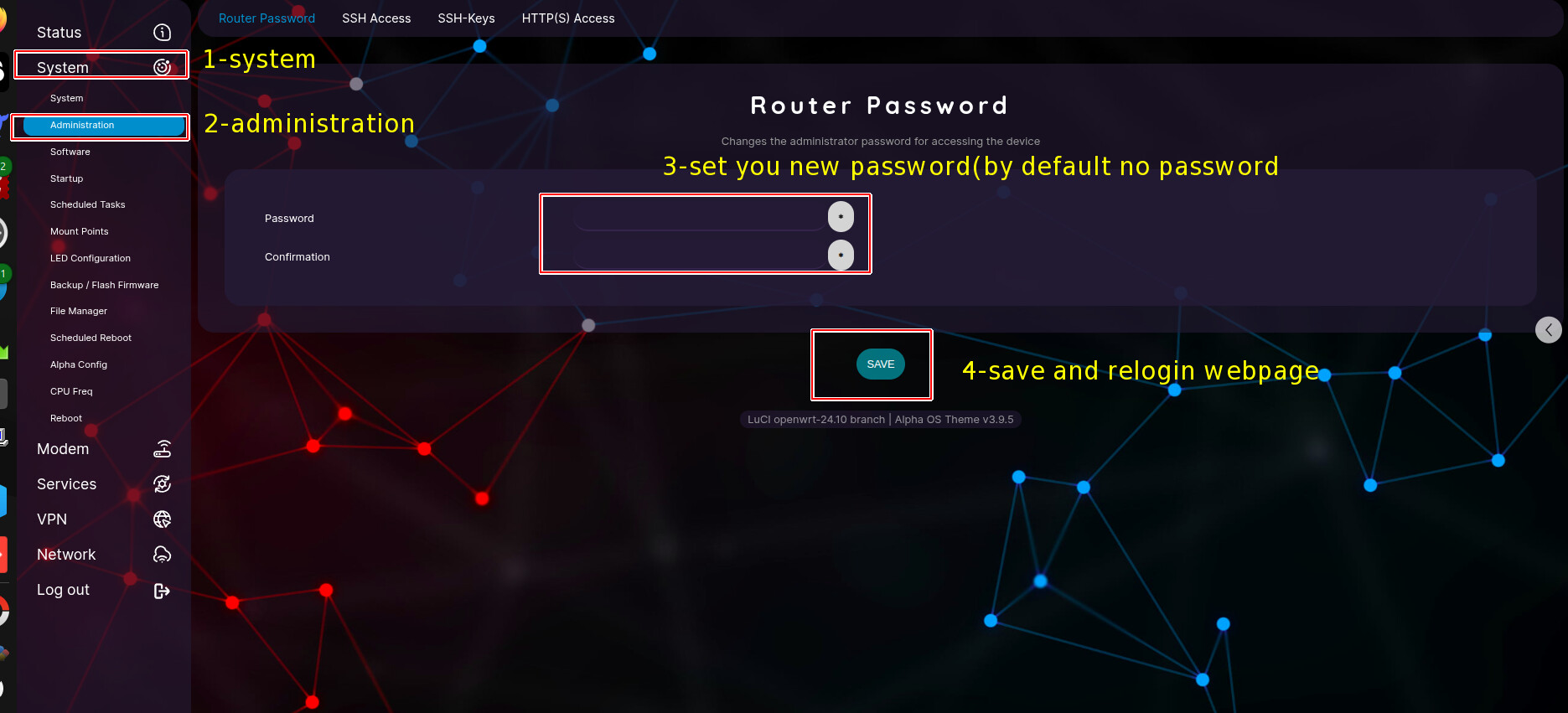 Password and Hostname